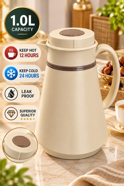 Reem Vacuum Flask Thermos 1 Litre, Leak Proof, Keeps Hot 12 Hours and Cold 24 Hours