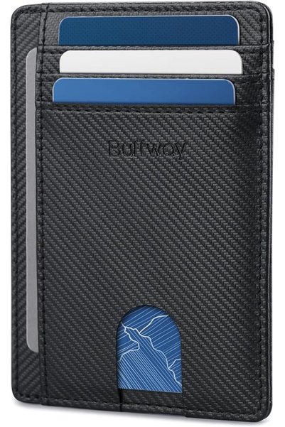 Buffway محفظة رجالية نحيفة مزودة بتقنية حجب RFID، محفظة جلدية صغيرة للرجال مع...