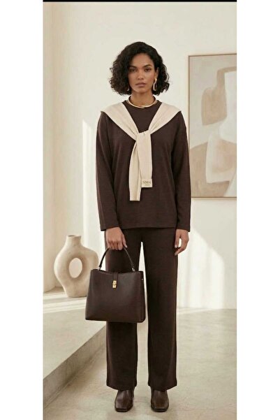 MODA Painful coffee-colored shoulder strap detailed modal fabric soft texture...