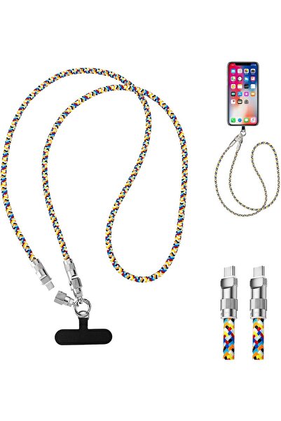Generic Phone Lanyard Cable, 2 in 1 60W USB C Cable Crossbody Strap Phone Cha...