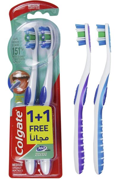 Colgate Palmolive فرشاة أسنان كولجيت 360، عبوة متعددة، فرشاة أسنان متوسطة الح...
