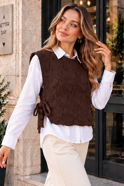 benguen Patterned Knitwear Sweater N520 Brown
