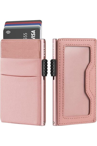 VULKIT Holder with EDC Pockets & ID Window RFID Blocking Pop Up Card Wallet S...