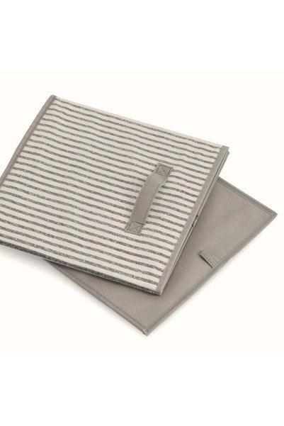 zeller Cutie de depozitare 31 x 31 x 31 cm, bej, cu dungi