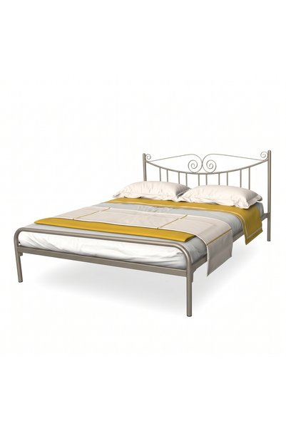 Magda Design Amalia E Metal Double Bed, Silver Gold RAL 7048