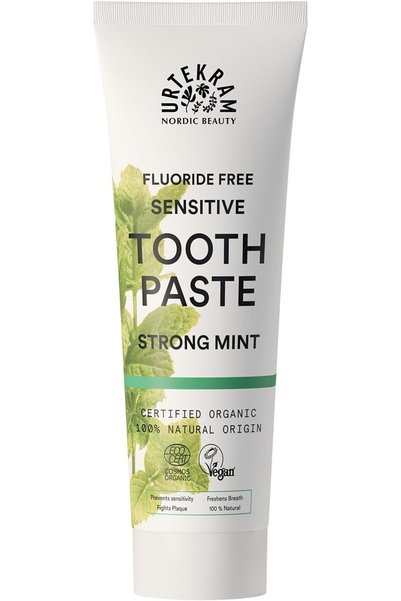 Urtekram Strong Mint Sensitive Toothpaste 75ml | 100% Organic, Fluoride-Free ...