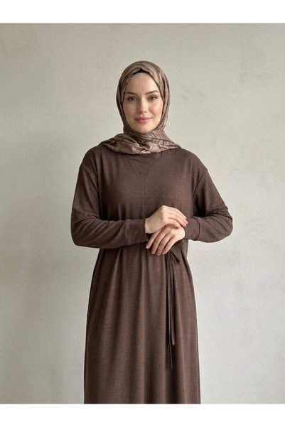 Lunsera Store Front Motion Detail Pique Dress-Brown
