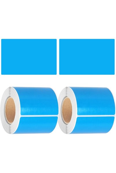Generic 600Pcs 2 Rolls 2" x 3" (W×H) Vertical Rectangle Deep Blue Thermal Lab...