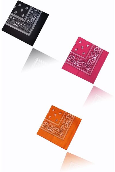 Generic Versatile 3-Pack Paisley Bandanas: Scarf, Headband, Face Mask, Necker...