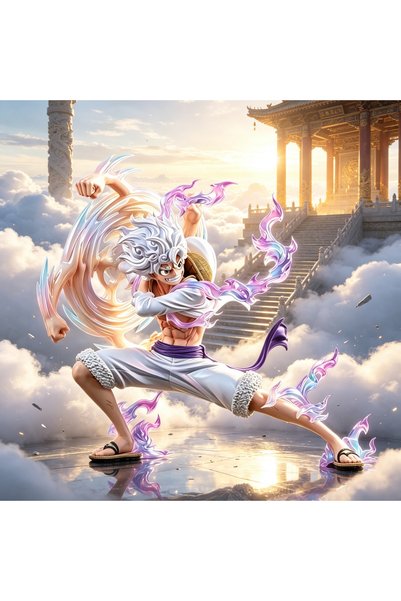 BANDAI WHITE 18cm Anime One Piece Figure Shake Hands Nika Luffy Action Figure...