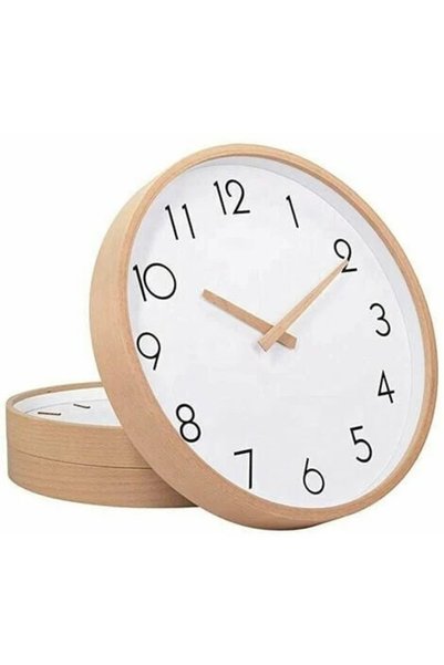 Noonedibs Ceas literar silențios din lemn masiv, design simplu, ceas nordic d...