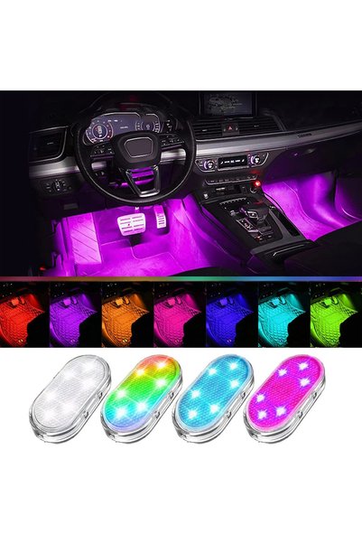Choice أضواء LED لاسلكية متعددة الألوان لداخل السيارة، أضواء LED داخلية للسيا...