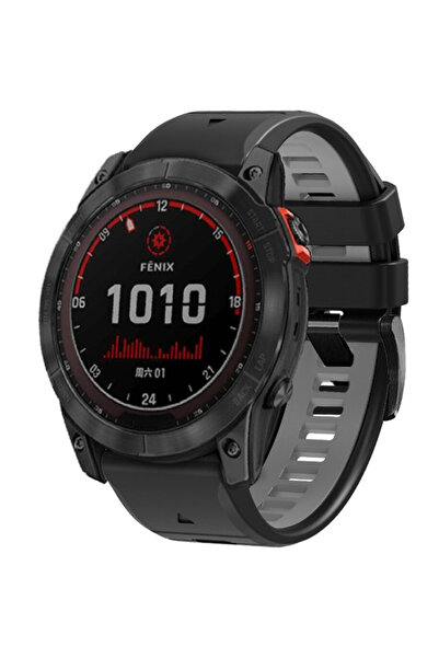 XGSM Curea de silicon QuickFit pentru Garmin Fenix 22mm, Negru / Gri
