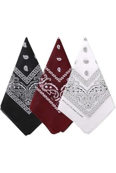 FUNI 3 Pack Pure Cotton Paisley Pattern Bandanas Face, Mask Square Scarf Head...