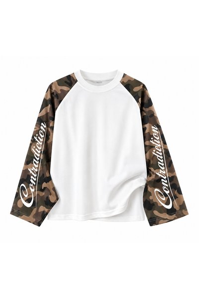 DEEFWEAR Kamuflaj Desen Reglan Kol Long Sleeve Unisex Uzun Kol Tişört