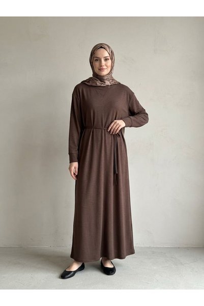 Lunsera Store Front Motion Detail Pique Dress-Brown