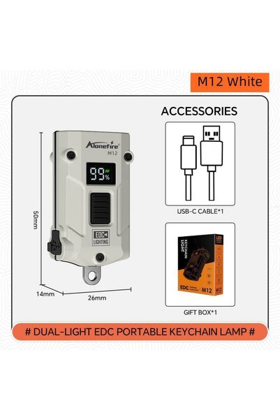 Choice مصباح يدوي صغير أبيض من نوع Alonefire M12 EDC بإضاءة مزدوجة، مصباح LED...