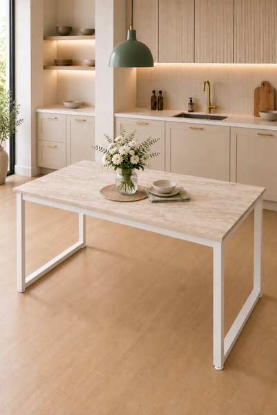 Flinder 70x120 Mutfak Masası, Yemek, Metal Ayaklı, Ayarlanabilir Ayaklı, 70x1...