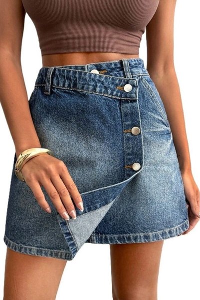 StreetWear Outlet Fustă de damă, din denim, cu închidere oblică, talie înaltă...