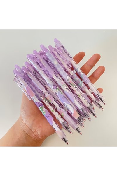 Choice Blue 1Pc Random Style Purple Retractable Erasable Gel Pens, Tulip Flor...