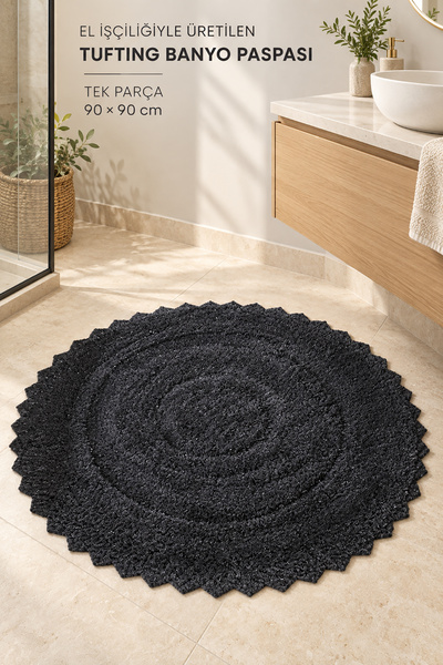 ALANUR Bodrum Tufting Cotton Handmade Knitted 90 X 90 cm Rug 110