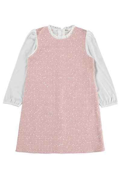 Civil Girls Shirted Tweed Dress for 6-9 Years - Pink