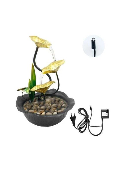 OEM Επιτραπέζιο συντριβάνι Feng Shui με λουλούδια, βάτραχο, φωτισμό και τρεχο...