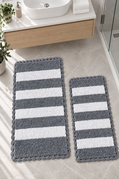 ALANUR Bodrum Tufting Cotton Handmade Knitted 2-Piece Mat 112