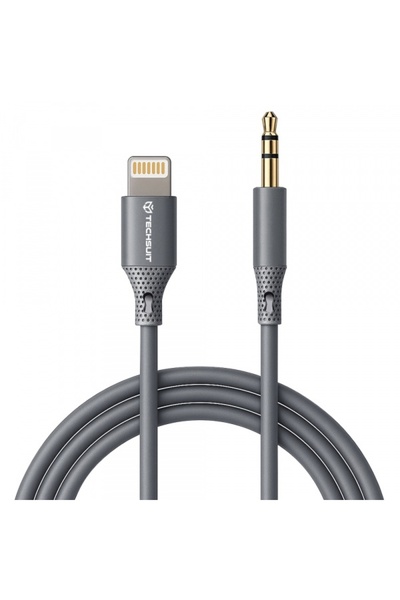 Techsuit Cablu audio Lightning - 3.5mm AC5 SoundFlex, 1m, Gri
