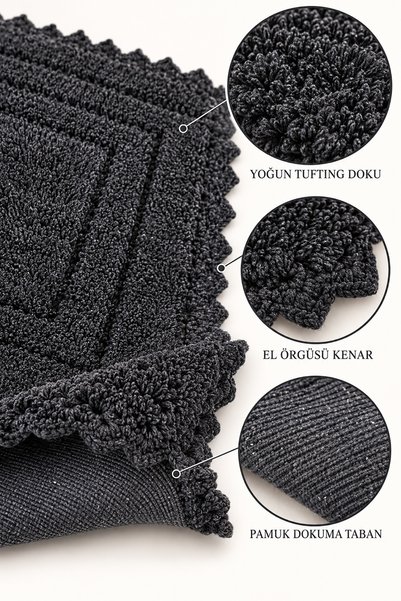 ALANUR Bodrum Tufting Cotton Handmade Knitted 2-Piece Mat 110