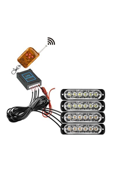 OEM Προειδοποιητικά φώτα LED 12-24V με ασύρματο χειριστήριο 4 τεμάχια