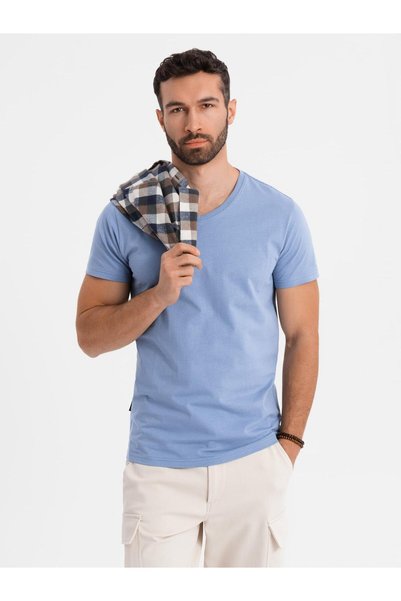 OMBRE Tricou bărbătesc, croială normală, decolteu în V, jerseu moale din bumb...
