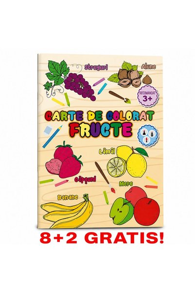 Libra 8+2 GRATIS! Carte de colorat Fructe, A4 24 pagini