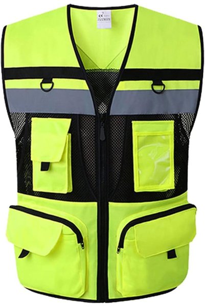Morelian Outdoor Morelian High Visibility Reflective Safety Vest Zip Pocket S...