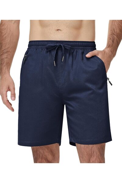 Generic Mens Casual Shorts Zipper Pockets Elastic Waist with Drawstring Class...