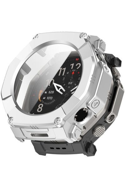 XGSM Carcasă 2 în 1 + Sticlă securizată pentru Amazfit T-Rex Ultra 2, Argintiu