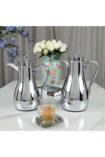 Generic ميرا طقم ترامس فاخر - ستانلس ستيل - كروم - 1 + 0.7 ليتر