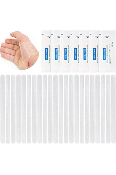 NALACAL 60 شريط لاصق لإغلاق الجروح - 1/4 × 4 بوصة / 6 × 100 مم لإغلاق ودعم ال...
