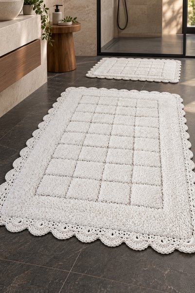 ALANUR Bodrum Tufting Cotton Handmade Knitted 2-Piece Mat 109
