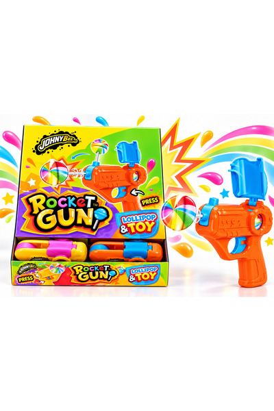 Johny Bee Rocket Gun – Pistol de Jucărie cu Acadea, Display cu 16 bucati