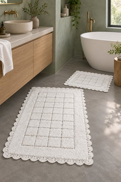 ALANUR Bodrum Tufting Cotton Handmade Knitted 2-Piece Mat 109