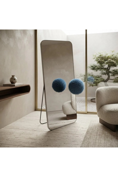 Generic مرآة عمودية معدنية زجاجية بتصميم عصري ــ فضي ــ 70×170 سم