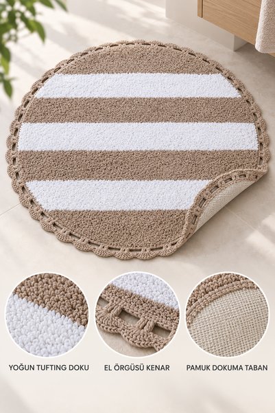 ALANUR Bodrum Tufting Cotton Handmade Knitted 90 X 90 cm Rug 112
