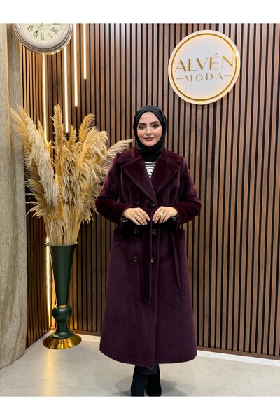 Fashionbox Zeli̇a Premium Lined Fox Coat |   Plum