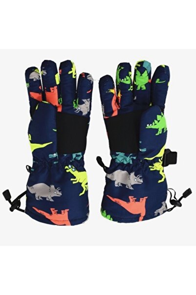 Petityu Waterproof Boys' Warm Ski Snowboard Gloves with Fur Inside, Navy Blue...