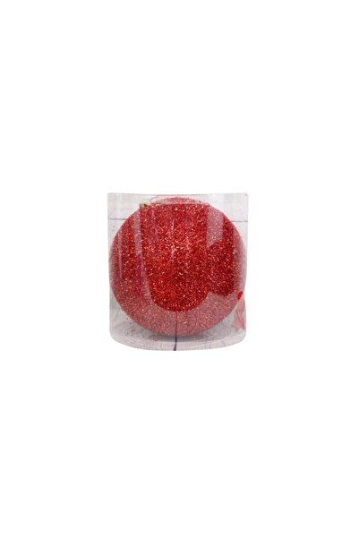 OEM Χριστουγεννιάτικη μπάλα κόκκινη Tinsel 15 εκ. με Glitter