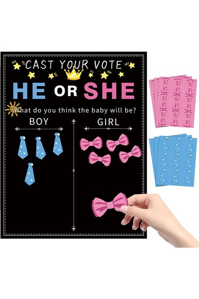 Generic Baby Gender Reveal Board, Party Supplies Kit with Decorations Games G...