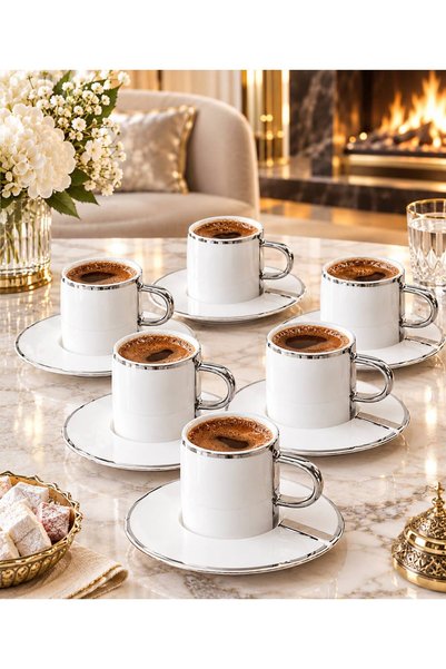 Santara Acar - Luxe Silver Color 6-Person Coffee Cup Set 90 ml