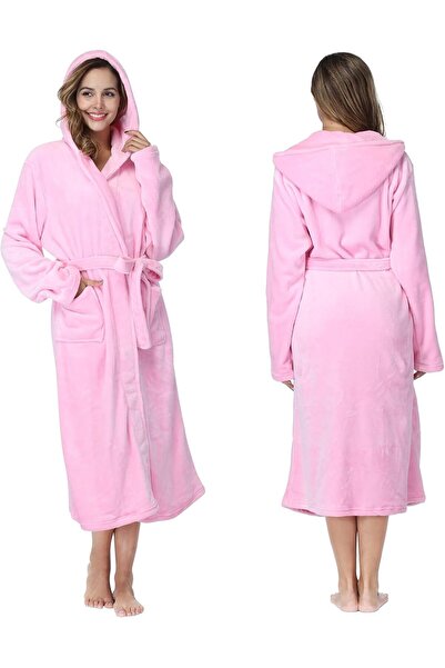 Generic Womens Hooded Robe, Long Flannel Dressing Gown with Pockets and Waist...