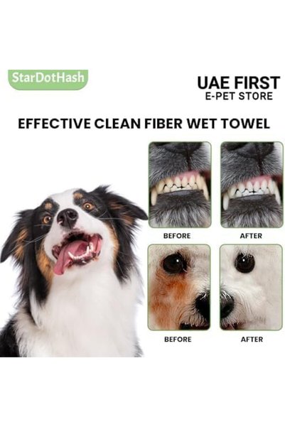 StarDotHash Pet Dental Wipes for Dog & Cat Teeth Cleaning | Effective Disposable Dog Dental Wipes for Removing Plaque Tartar & Bad Breath Gently - Gum & Ear Care Finger Wipes